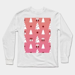 Christmas Pattern with christmas Tree, Star, Pine, Present Long Sleeve T-Shirt